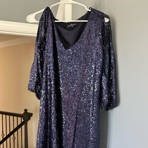 Lulu’s cold shoulder navy blue sequin dress size M